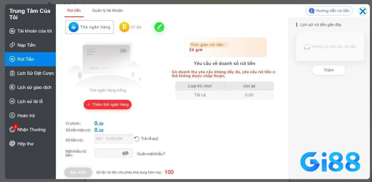 Rút tiền tại Gi8 như thế nào ?