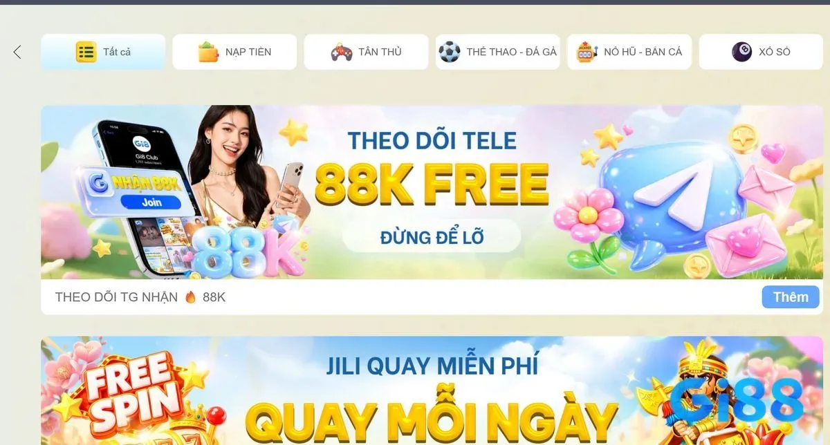 Khuyến mãi hấp dẫn tại nhà cái Gi88 khi đăng ký