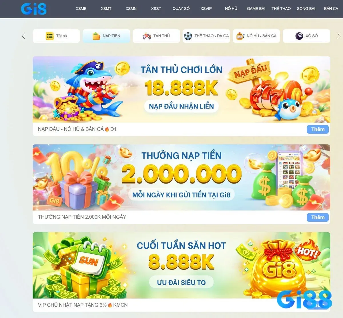 Thưởng nạp lần đầu Gi8 – hướng dẫn 2026